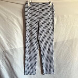 Black and White Straight Leg Pants with Geometric Pattern